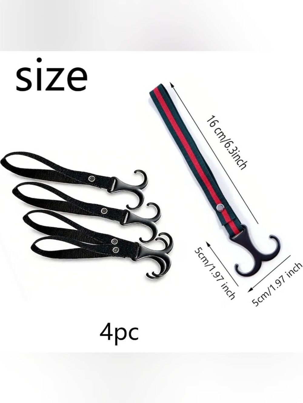 4 Pack Adjustable Car Seat Hooks, Double Metal Hooks for Bags and Purses, Black